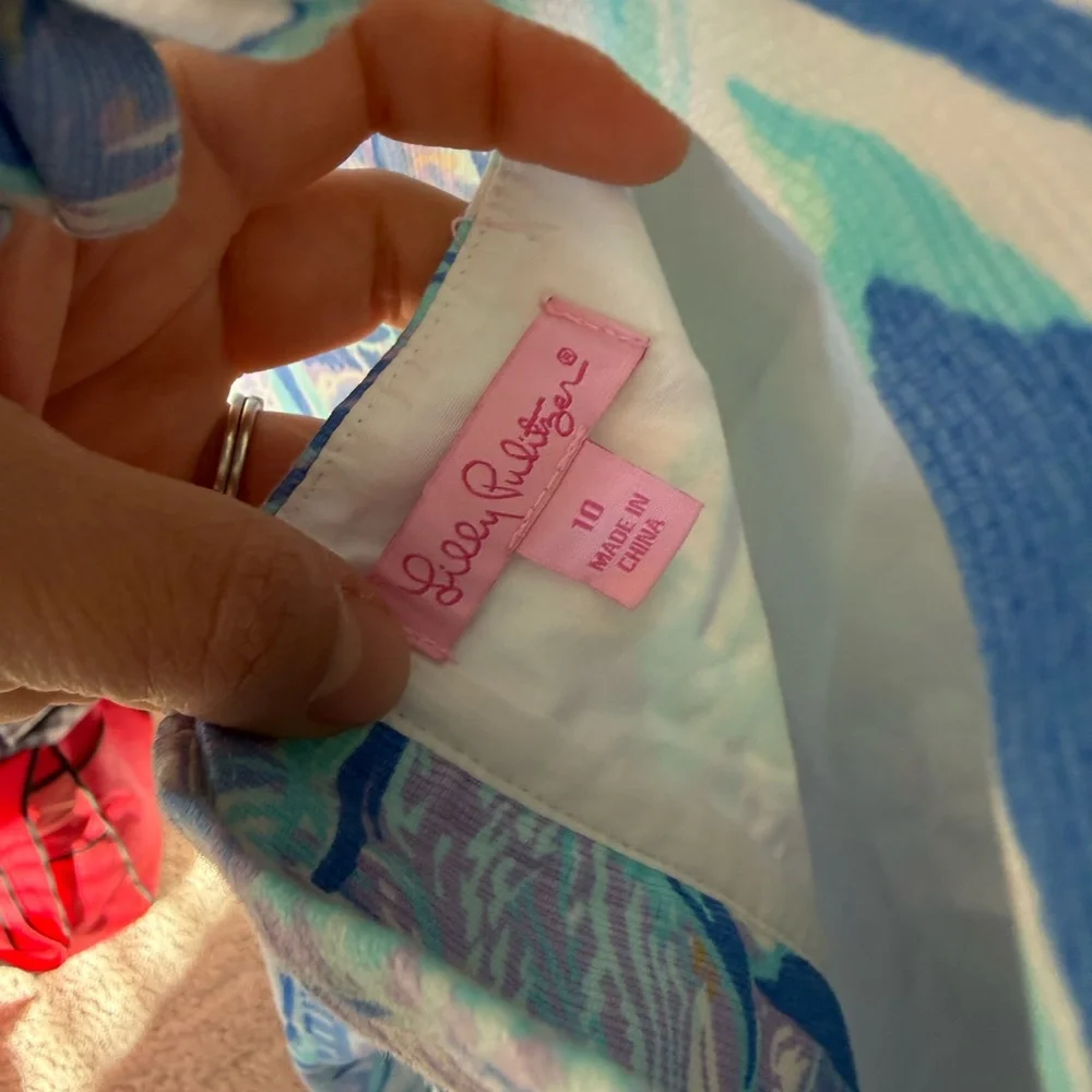 Lilly Pulitzer Shelli mini shift dress "Aboat Time" blue sailboat print Size 10 - Picture 5 of 5